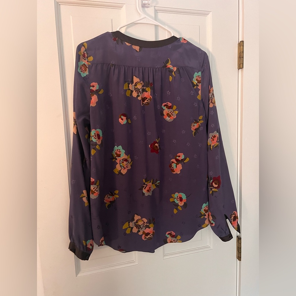 Rebecca Taylor purple floral silk blouse
